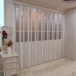 درب آکاردئونی pvc پنجره دار رنگ سفید یخچالی